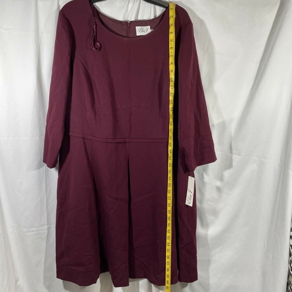 NWT Eliza J [ PLUS‎ SZ 20W ] Pleat Front Fit & Flare Dress in Oxblood Red - Picture 10 of 12